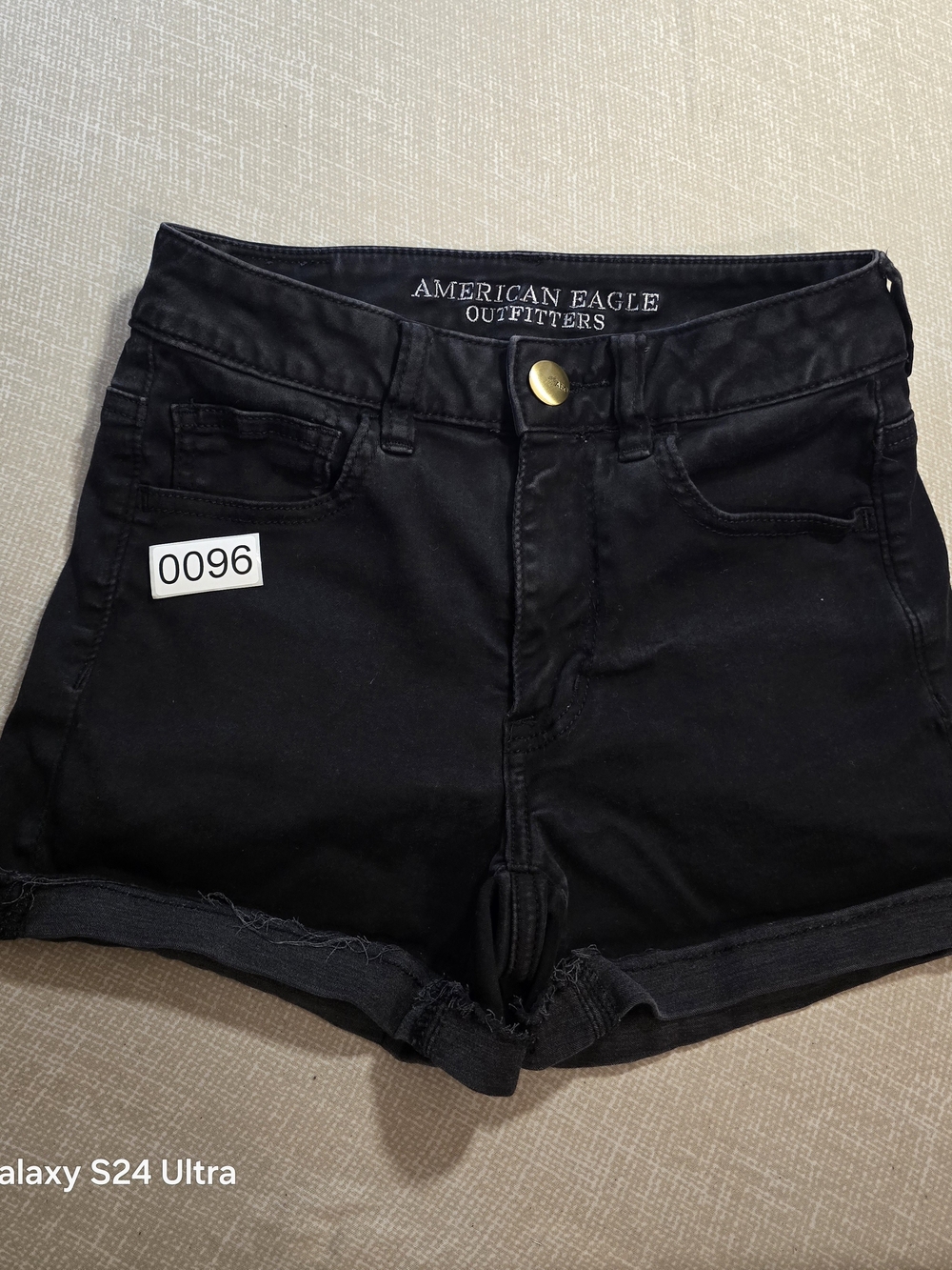 American Eagle Black High-Rise Denim Shorts
